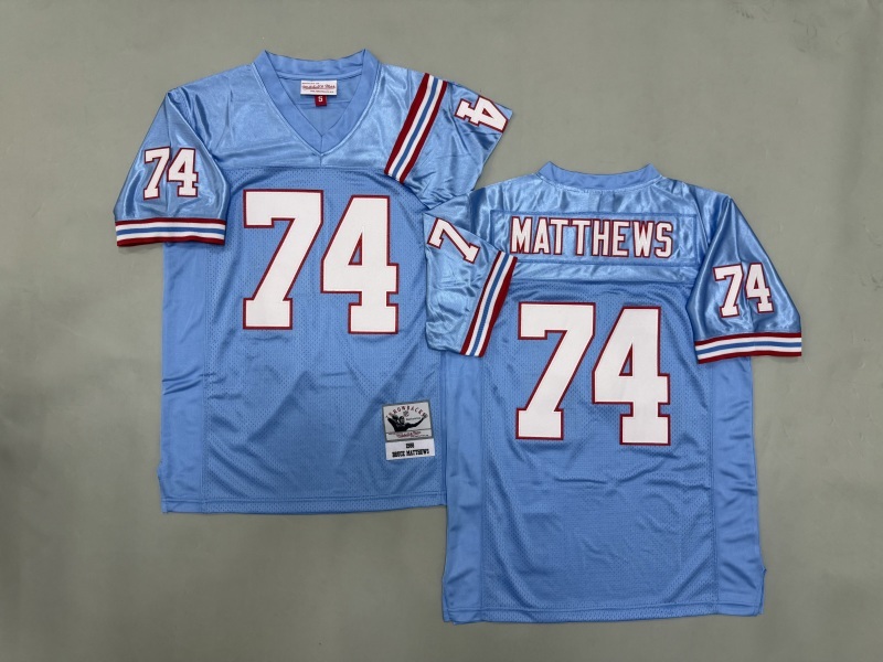 Men 2025 Tennessee Titans #74 Matthews Light blue Throwback Limited NFL Jersey style 001